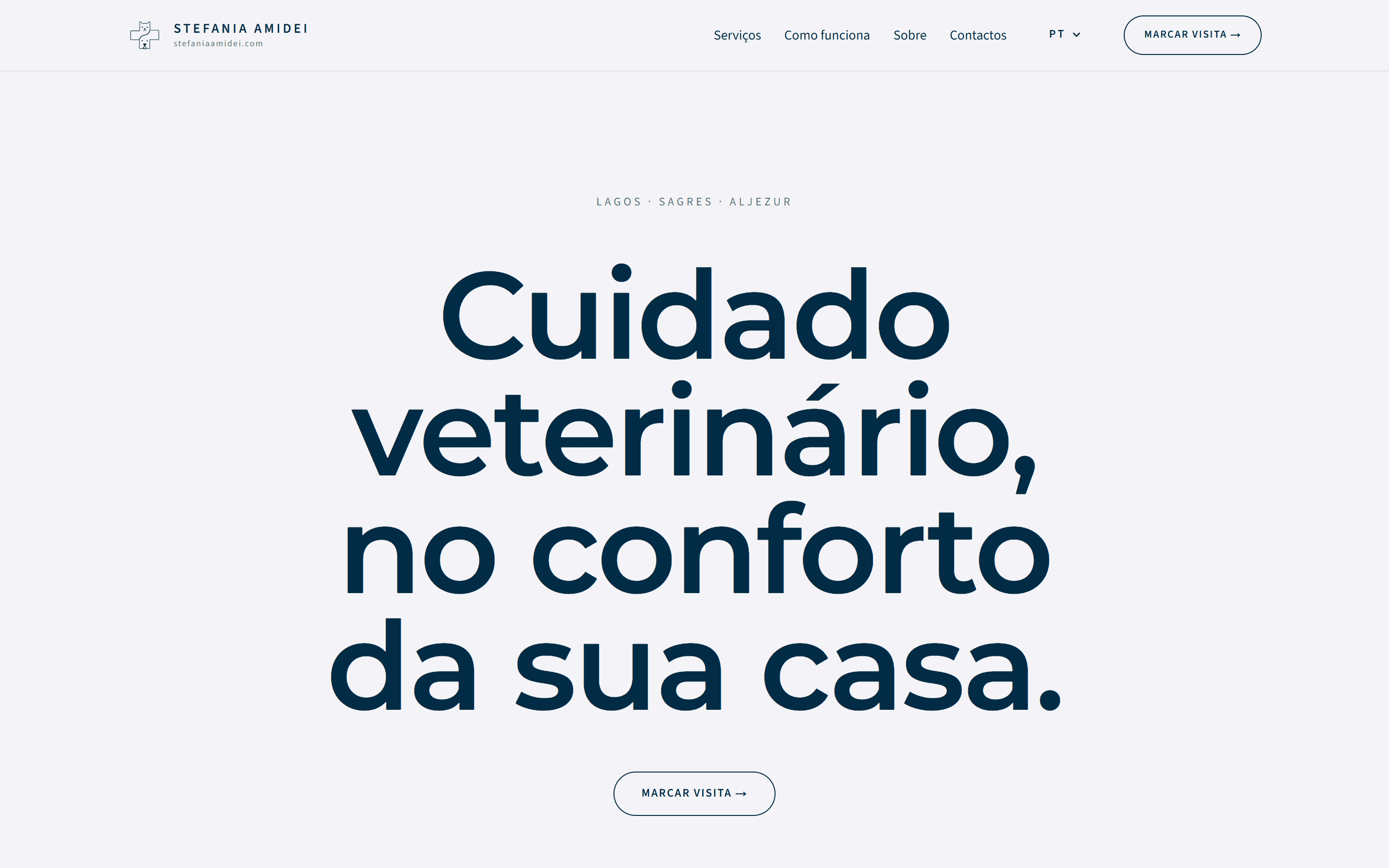 The Stefyvet home page at desktop width, the towns covered named above a large headline